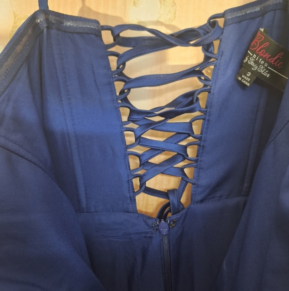 Blondie Nites Blue Embellished A-line Dress for Prom - Picture 9 of 12